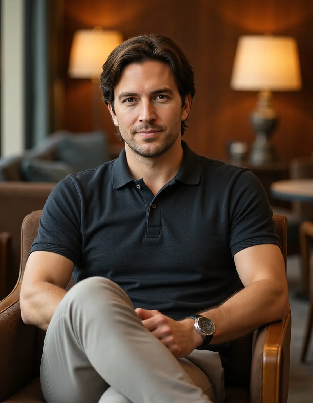 Contemporary personal-brand lifestyle portrait in a home interior
